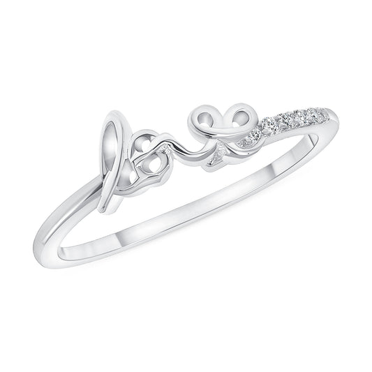Silver 925 Rhodium Plated Love Ring. DGR1890