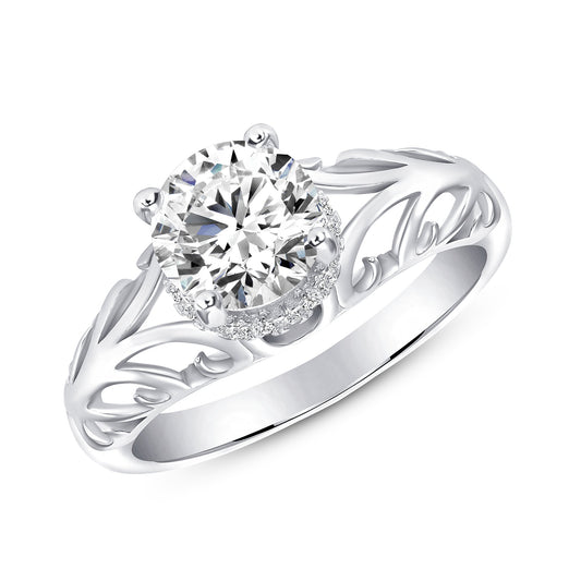 Sterling Silver Wave Design Engagement Ring