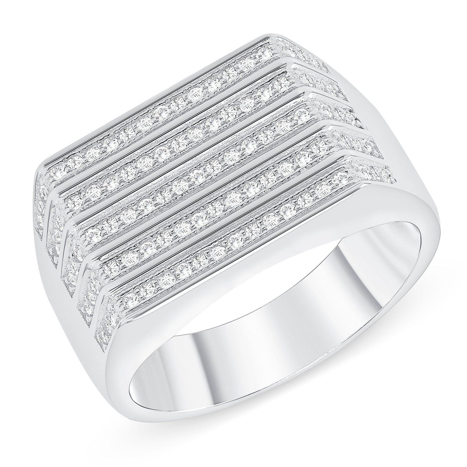 Bold by Priyaasi Wave Band Silver-Plated Ring for Men