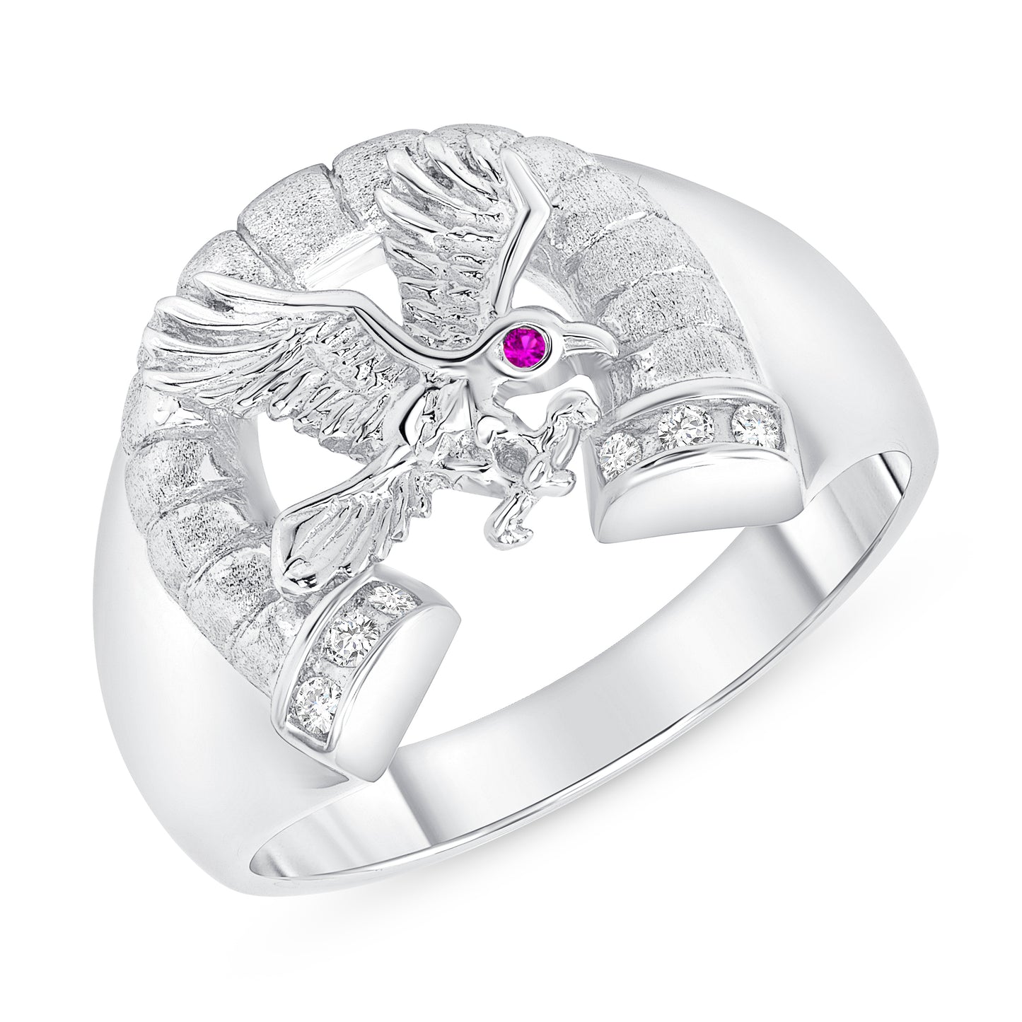 Silver 925 Rhodium Plated Cubic Zirconia Eagle Ring. DGR2025R