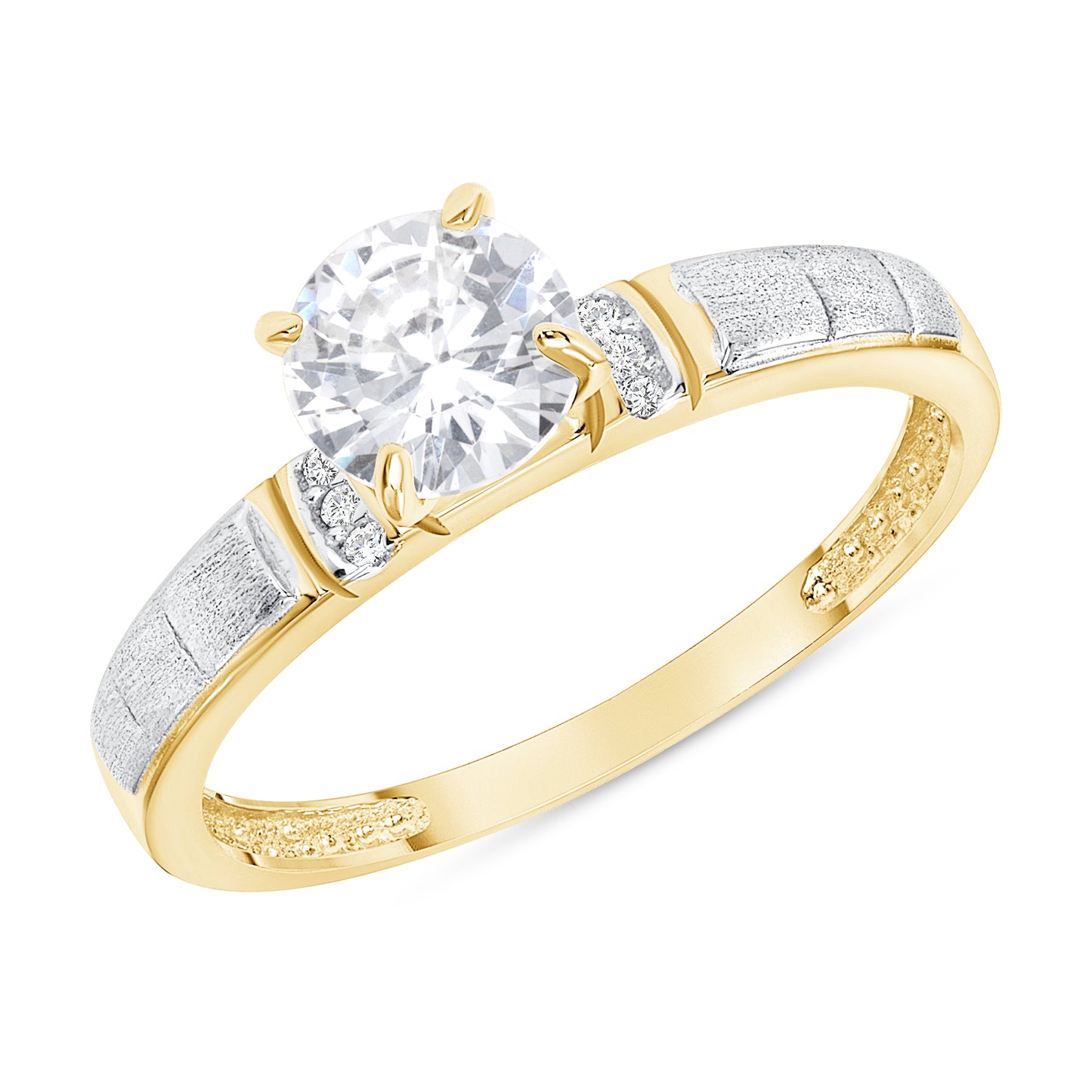 Silver 925 2 Tone Bridal Gold Plated Ring DGR2074