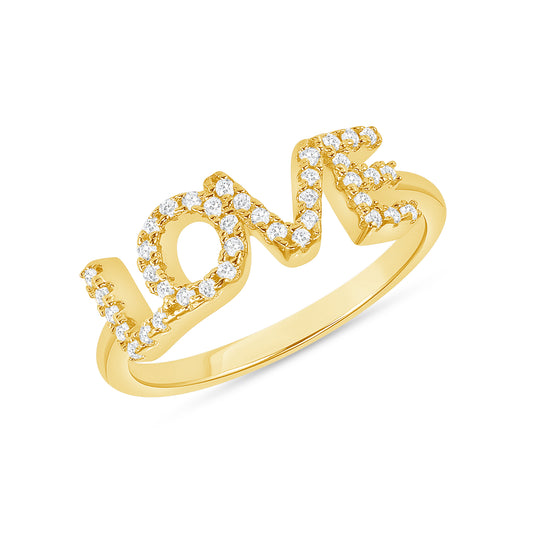 Silver 925 Gold Plated Cubic Zirconia Love Ring. DGR2091GP