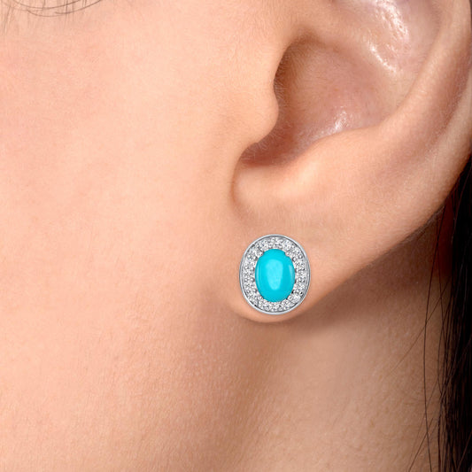 925 Sterling Silver Turquoise Stud Earring