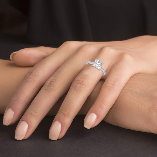 Sterling Silver Eternity Band Solitaire Ring