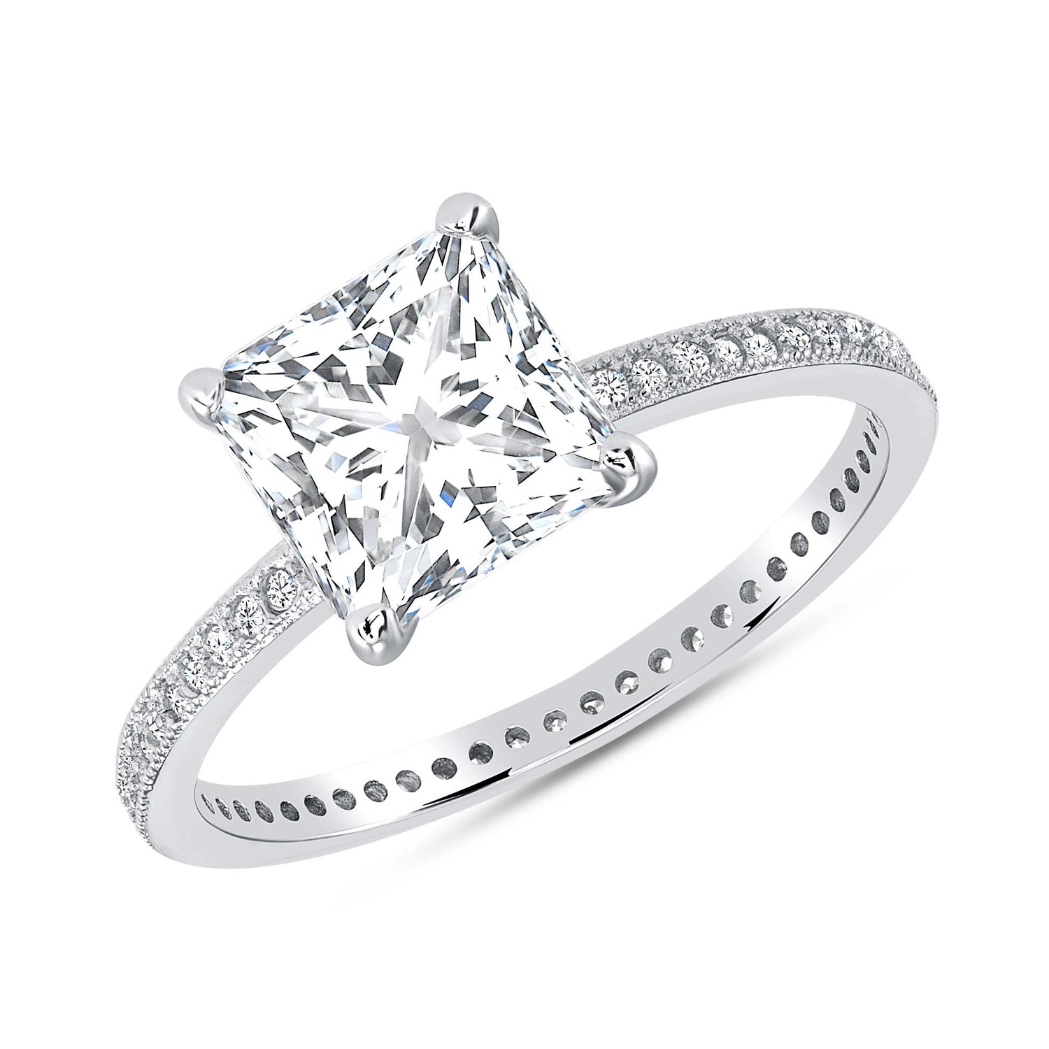 Sterling Silver Eternity Band Solitaire Ring