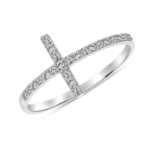 Sterling Silver Sideway Cross Ring