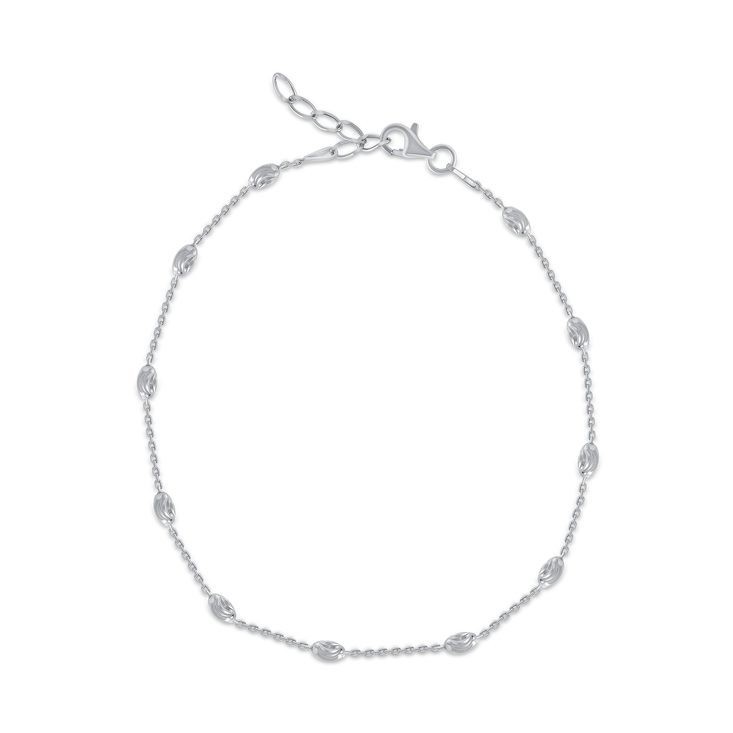 EXTOV3R-9. Silver 925 Rhodium Plated 3mm Oval Anklet