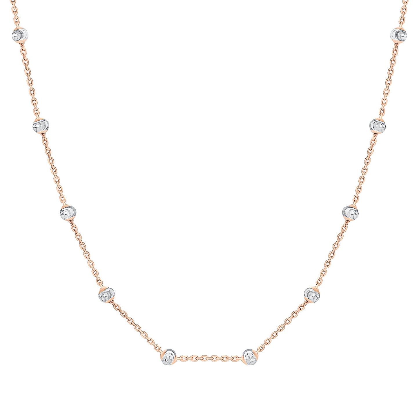 Silver 925 Rose Gold Plated 3 mm Round Moon Cut Bead Chain. EXTRND3RG