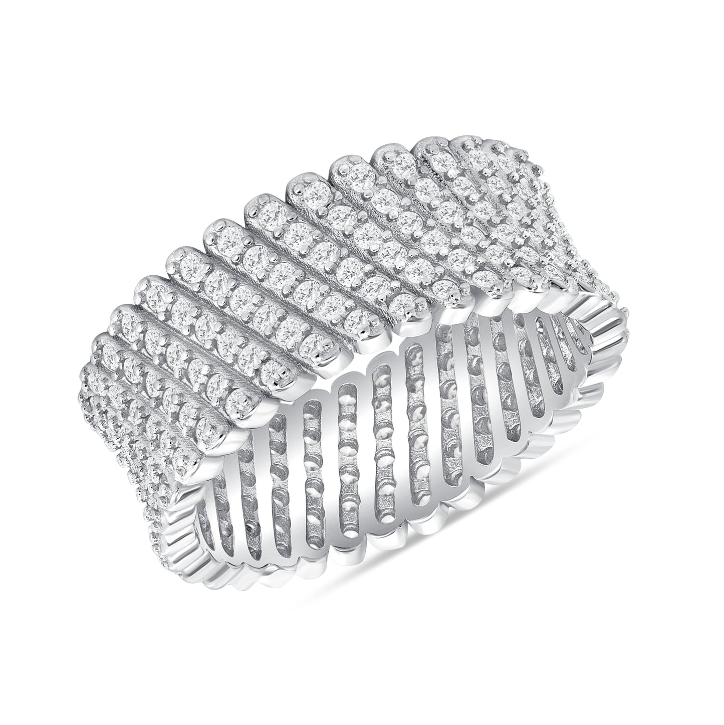 Silver 925 Full Micro Pave Ring. FD030