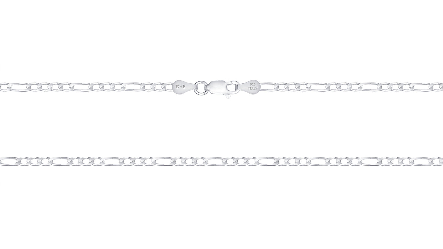 Silver 925 Figaro 2.5 mm 060 Chain. FIG060