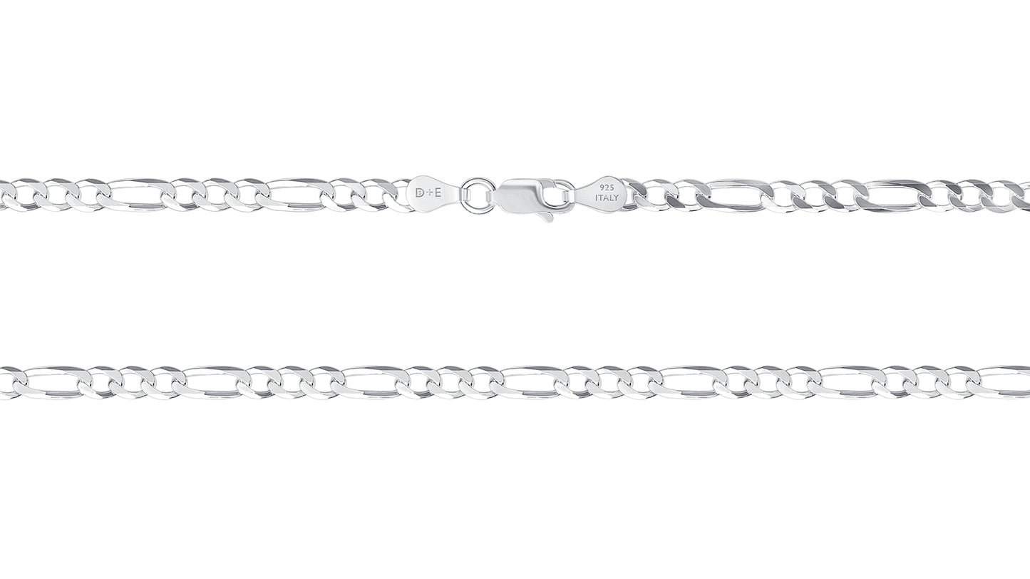Silver 925 Figaro 3.9 mm 100 Chain. FIG100