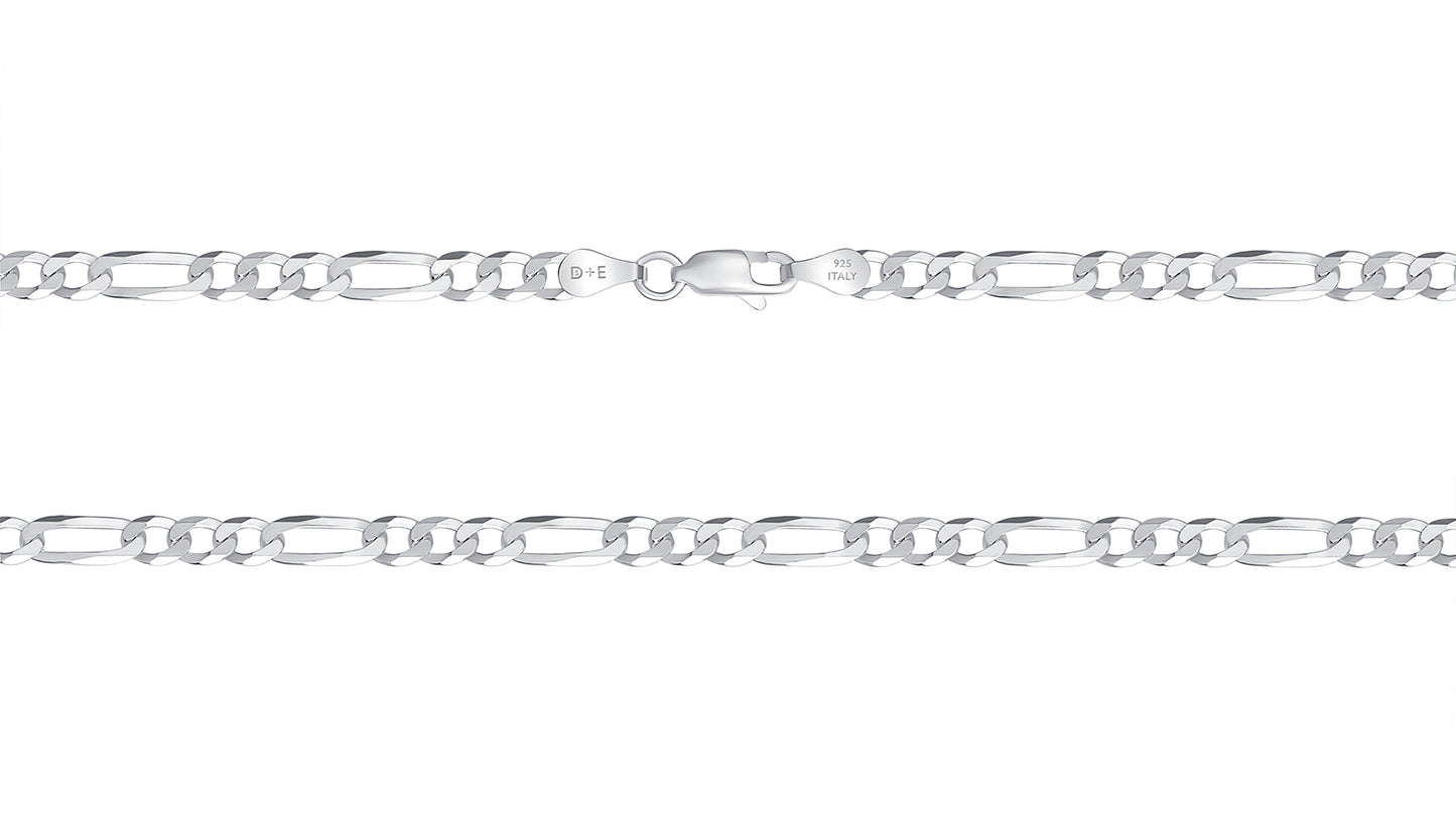 Silver 925 Figaro 4.9 mm 120 Chain. FIG120
