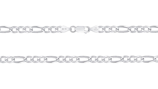 Silver 925 Figaro 5.6 mm 150 Chain. FIG150
