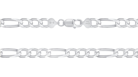 Silver 925 Figaro 10mm 250 Chain. FIG250
