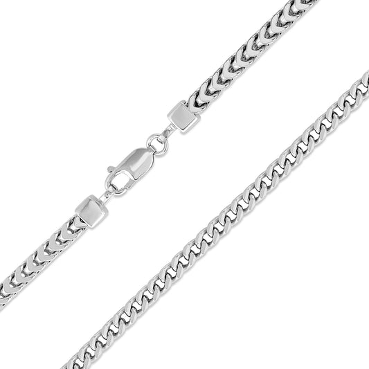 Silver 925 Rhodium Plated Franco Solid Chain. FRANCO230R