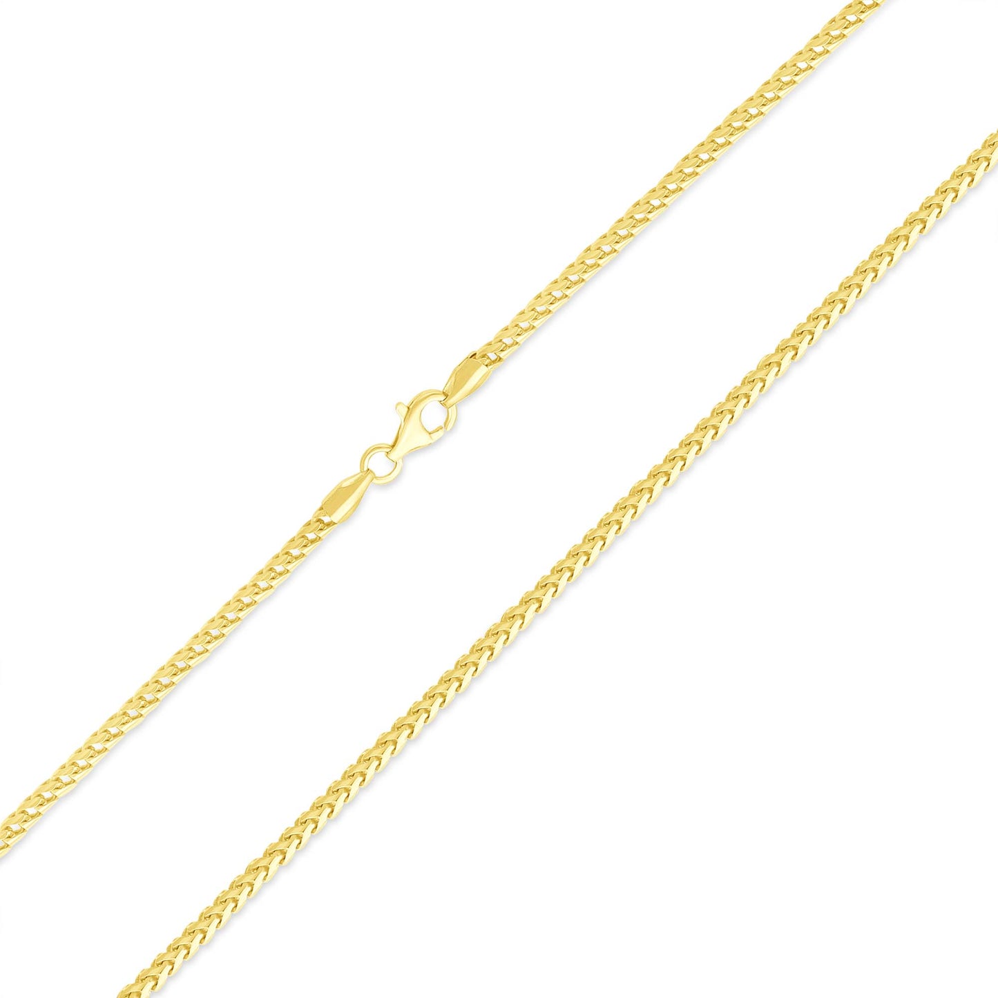 Silver 925 Gold Plated Franco 030 Chain 2.5 mm. FRANCO080G