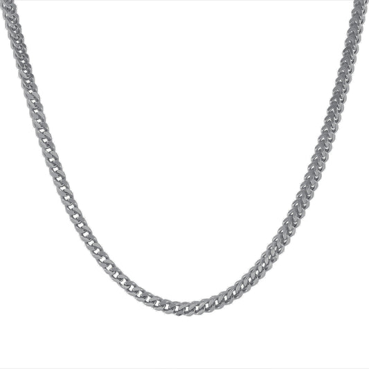 Silver 925 Rhodium Plated Franco Square Chain 4mm. FRANCOSQ180R