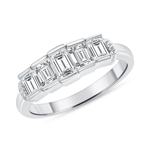 Silver 925 Rhodium Plated Cubic Zirconia Baguette Ring. GR004