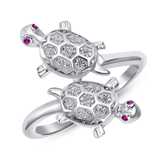 Sterling Silver Double Turtle Endless Ring