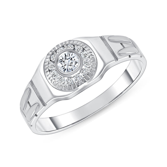 Silver 925 Rhodium Plated Cubic Zirconia Men's Ring. GR10221R