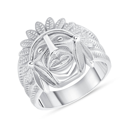 Silver 925 Rhodium Plated Cubic Zirconia Men Horse Ring. GR10223R
