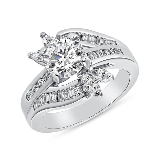 Sterling Silver Leave Engagement Ring