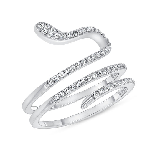 Silver 925 Rhodium Plated Snake Ring. GR8152