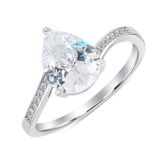 Sterling Silver Pear Shape Solitaire Ring