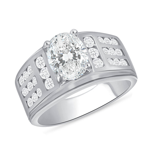 Silver 925 Rhodium Plated Men's Ring. GR9461R