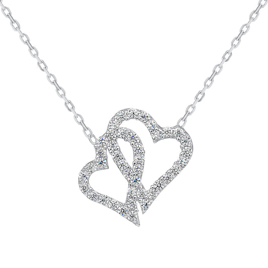 925 Sterling Silver 2 Heart Pendant