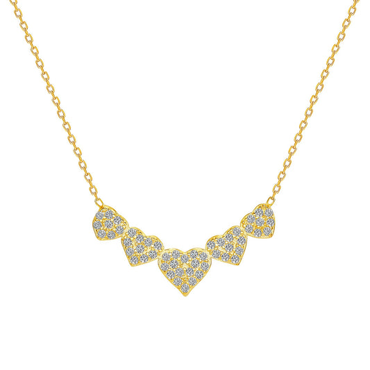 Sterling Silver 5 Full Cz Heart Pendant