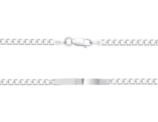 Silver 925 Curb 080 ID Bracelet. IDC080