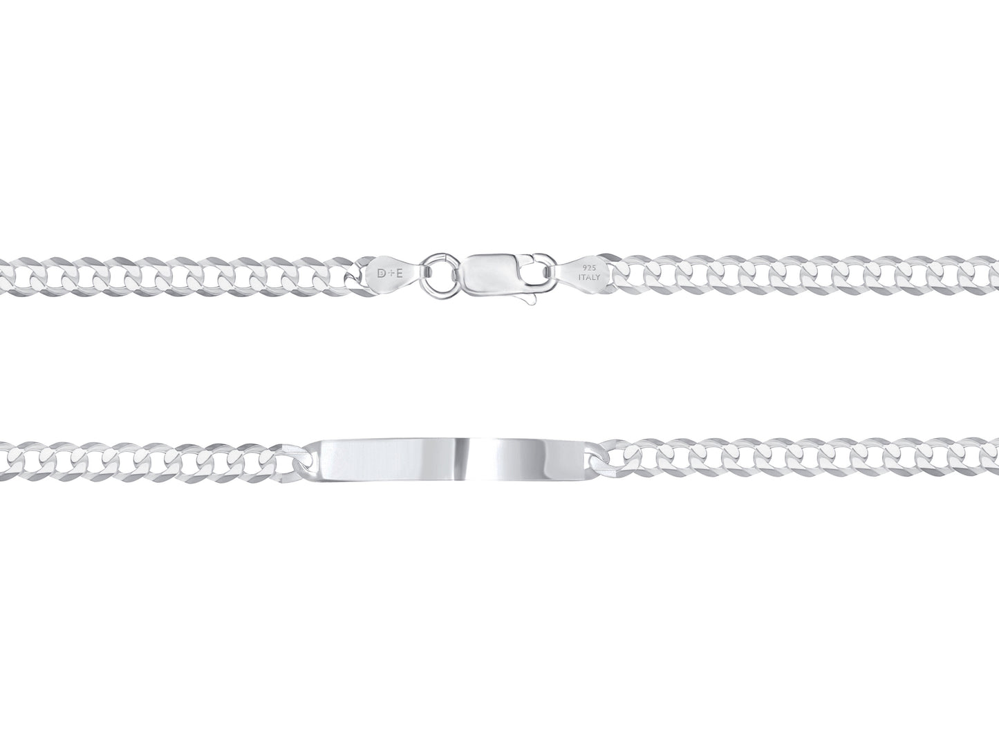 Silver 925 Curb 120 ID Bracelet. IDC120