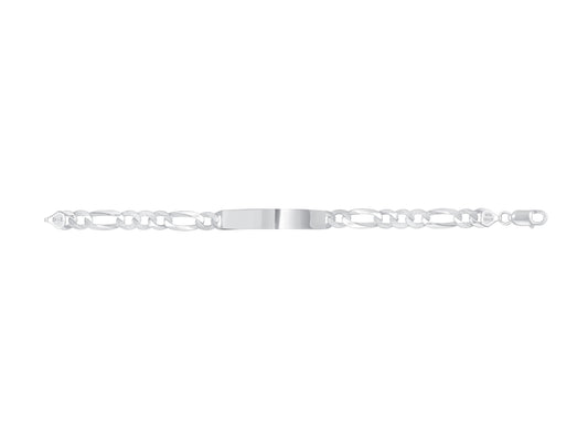 Silver 925 Figaro 180 ID Bracelet. IDF180
