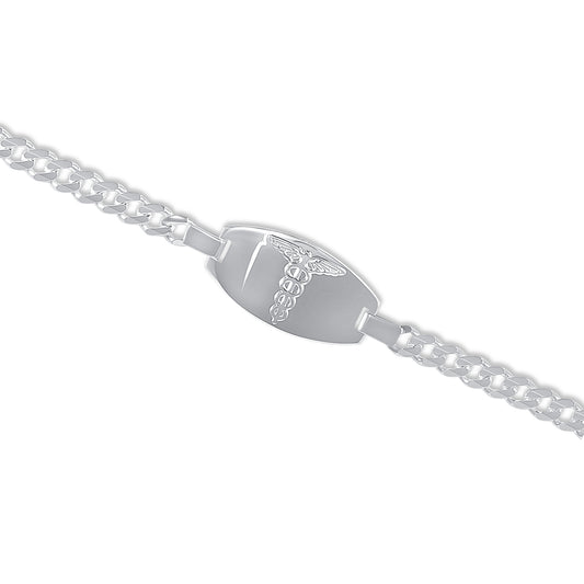 Silver 925 Curb Medical ID Bracelet. IDMEDICAL01