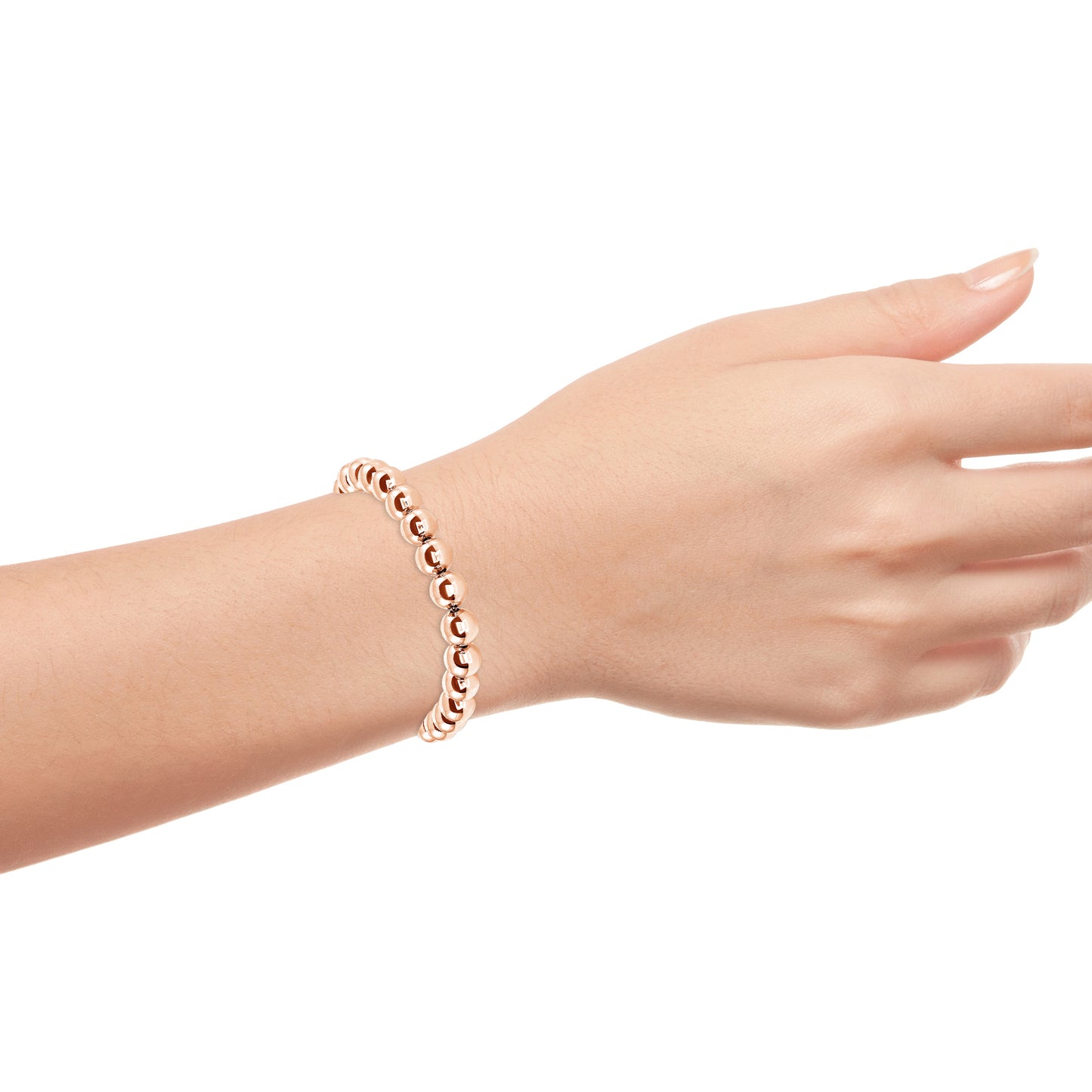 ITBALL20-RG. Silver 925 Rose Gold Plated Ball 8 mm. Bracelet