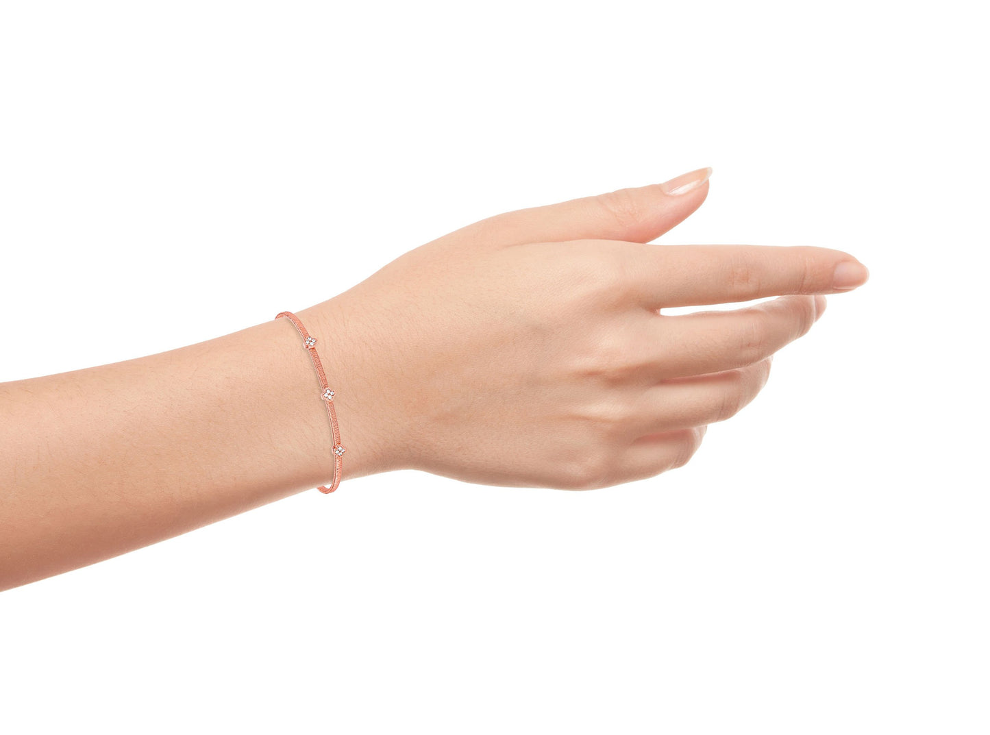 Sterling Silver 3 Flowers Wired Thin Cuff Bangle