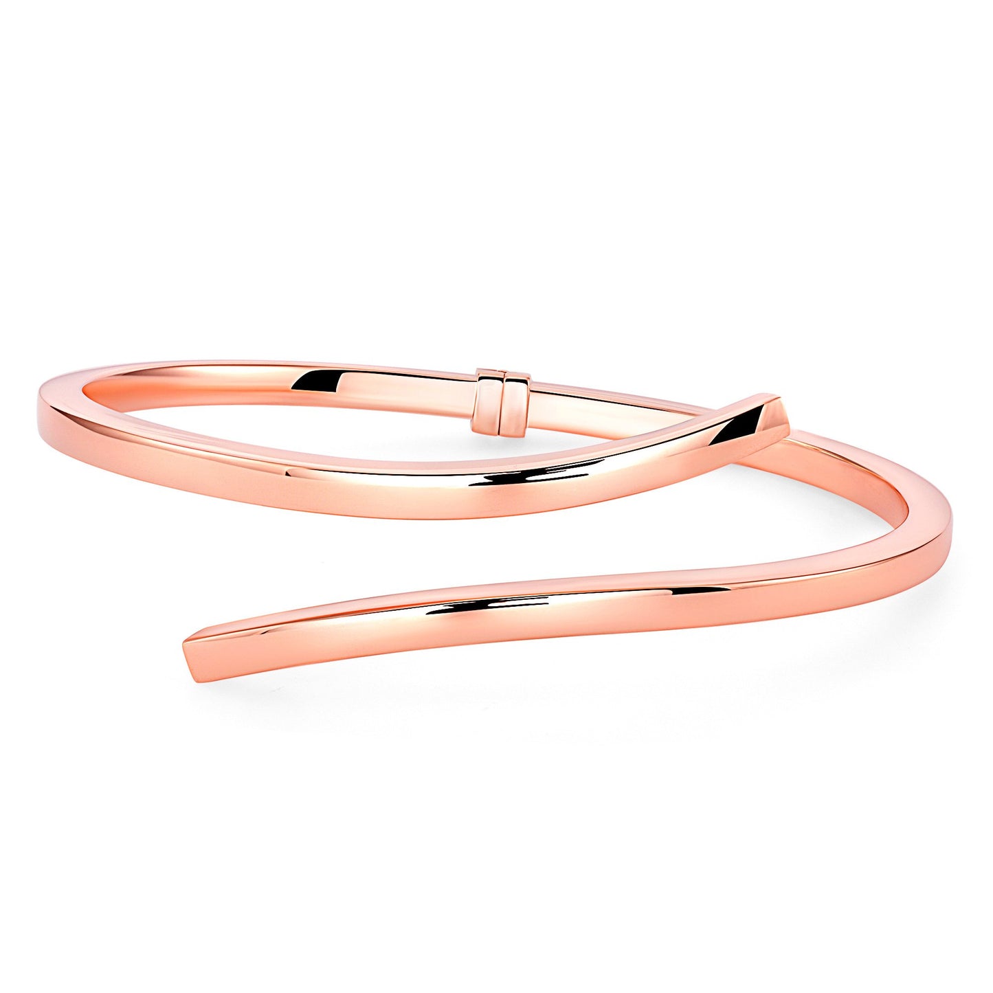 Silver 925 Rose Gold Plated Italian Hollow Endless Bangle. ITBR696-RG