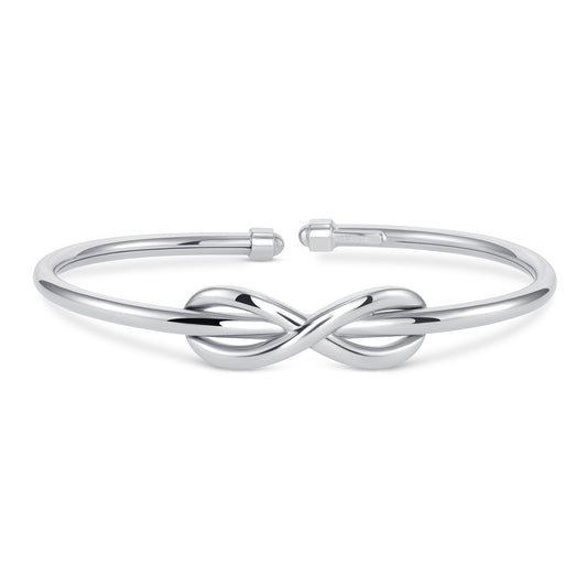 Silver 925 Rhodium Plated Infinity Hanging On A Cuff Bangle. ITBR80-R