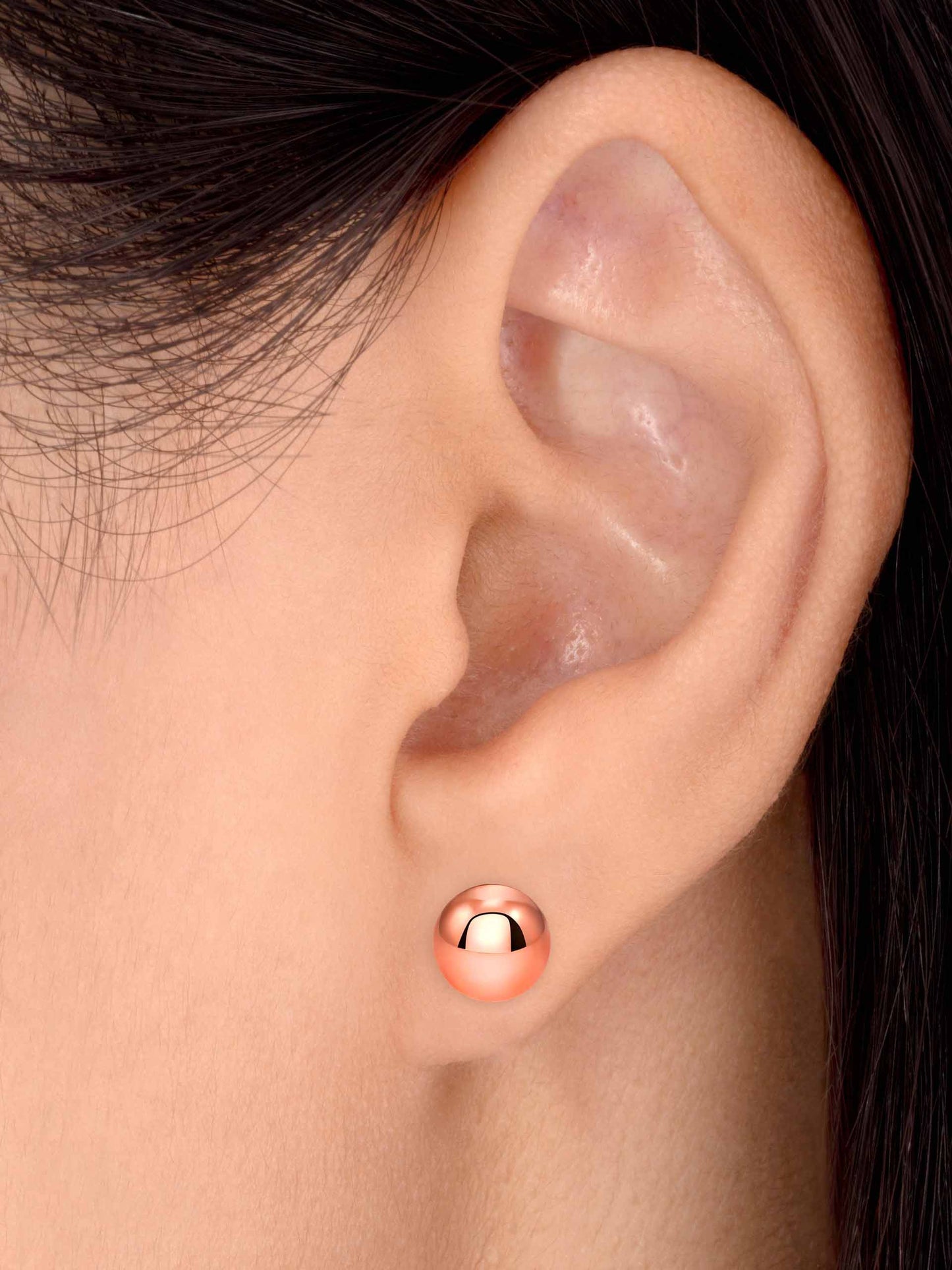 Silver 925 Rose Gold Plated 10MM Ball Stud. ITE05-10MMRG