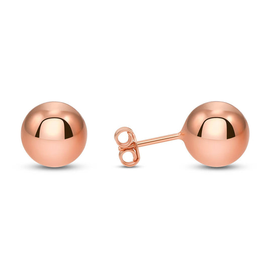 Silver 925 Rose Gold Plated 10MM Ball Stud. ITE05-10MMRG