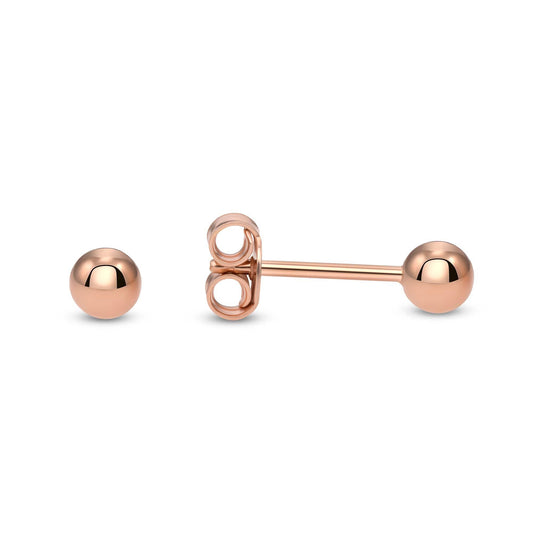 Silver 925 Rose Gold Plated 4MM Ball Stud Earrings. ITE05-4MMRG