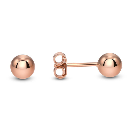 Silver 925 Rose Gold Plated 6MM Ball Stud Earrings. ITE05-6MMRG