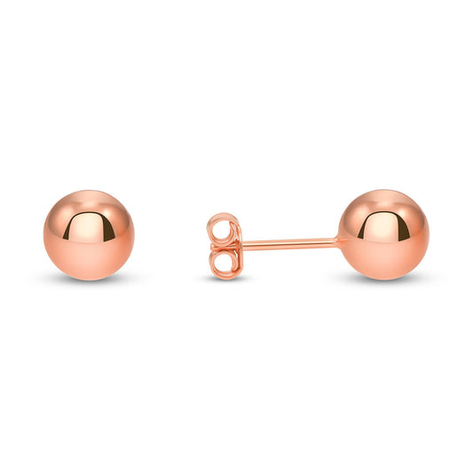 Silver 925 Rose Gold Plated 8MM Ball Stud. ITE05-8MMRG