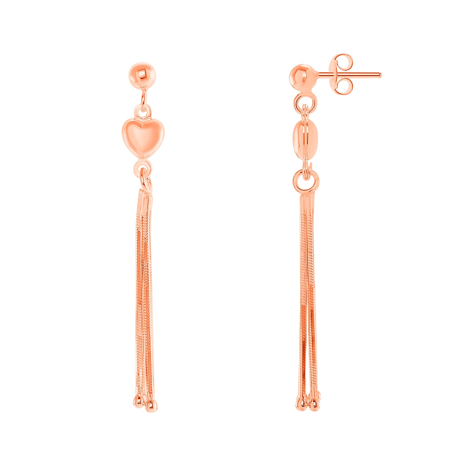 Silver 925 Rose Gold Plated Long Earring 3 Lines. ITE205-RG