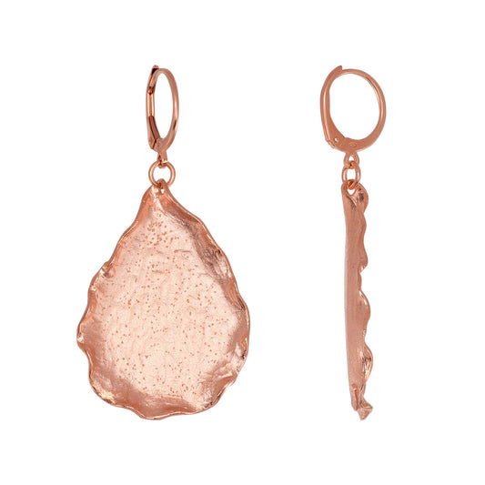 Silver 925 Rose Gold Plated Wave Leaf Shiny Earring. ITE219-RG