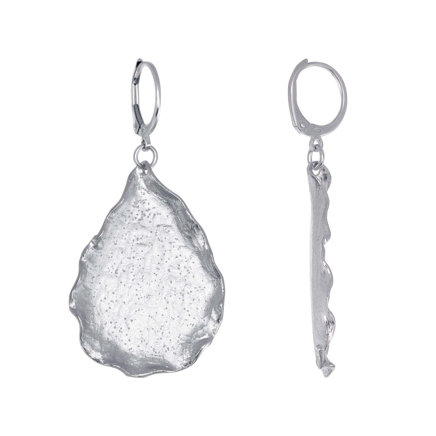 Silver 925 Rhodium Plated Wave Leaf Shiny Earring. ITE219-R