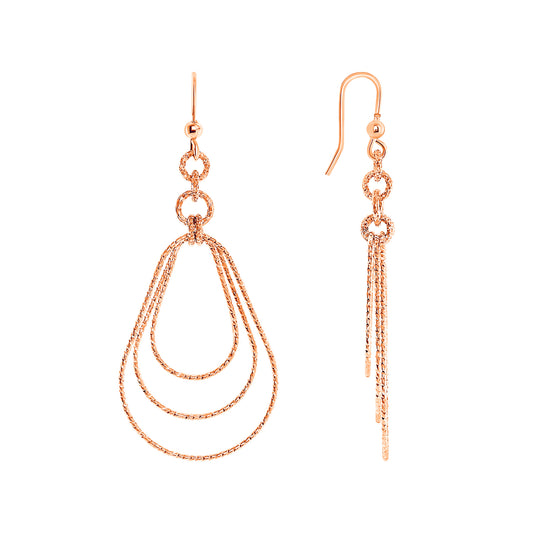 Silver 925 Rose Gold Plated Ascending Tear Drop Earring. ITE243-RG