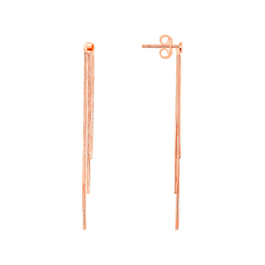 Silver 925 Rose Gold Plated Long Earring 3 Lines. ITE60-RG