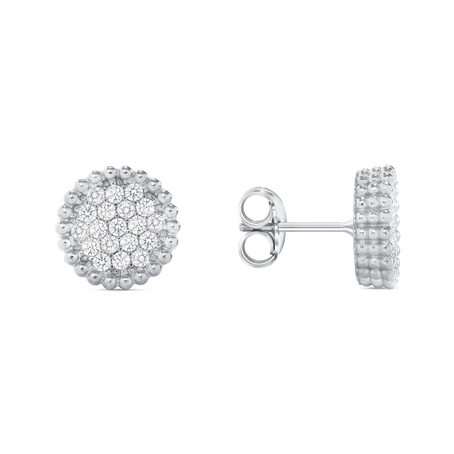 Silver 925 Rhodium Plated Micro Pave Full Cubic Zirconia Circle Earring. ITE9-R